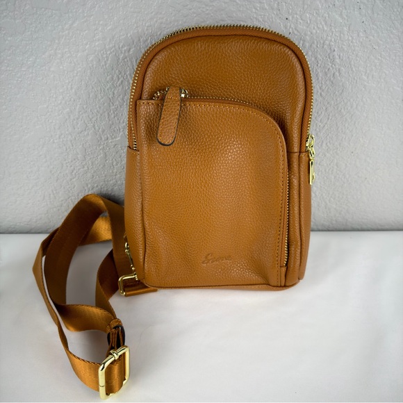 NWOT Genuine Leather RFID Blocking Small Sling Bag Women Crossbody Brown - Picture 9 of 15